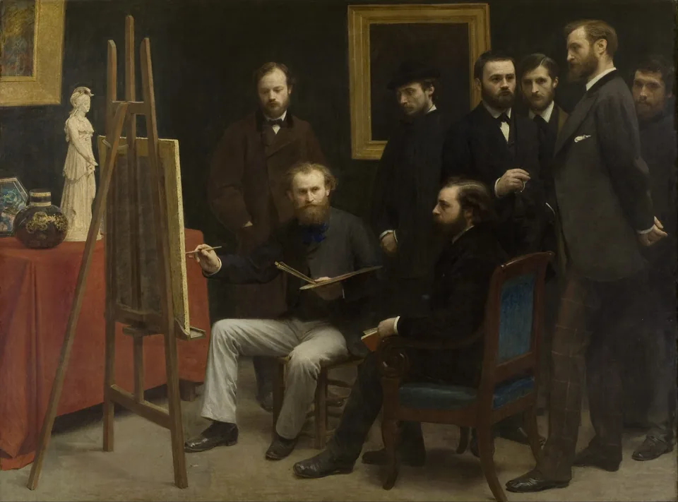 The complete painting Un atelier aux Batignolles by Henri Fantin-Latour